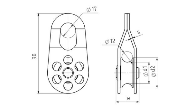  Блок-ролик Вертикаль дюраль с подшипником в Симферополе  
