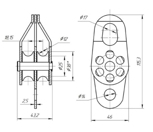 Блок-ролик Вертикаль двойной сталь с подшипником в Симферополе  